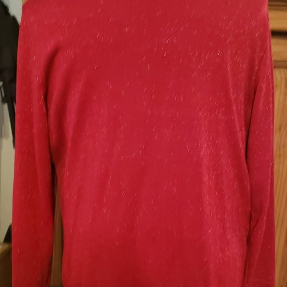 Judith Hart Woman Red Sparkle Metallic Dressy Glitter Cardigan Sweater 2X - Picture 3 of 5